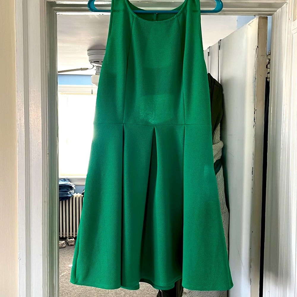 adorable Kelly green fit and flare dress